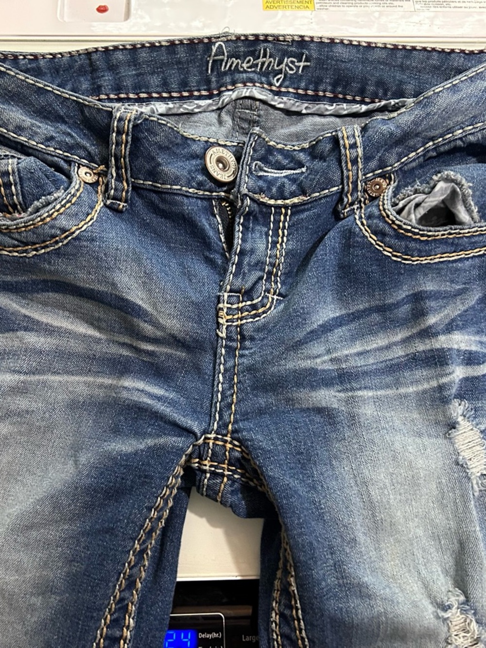 Amethyst Jeans Women's Boot Cut Distressed Blue Denim